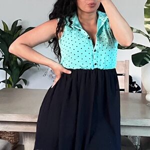 SWEET STORM | POLKA DOT HALF BUTTON DRESS